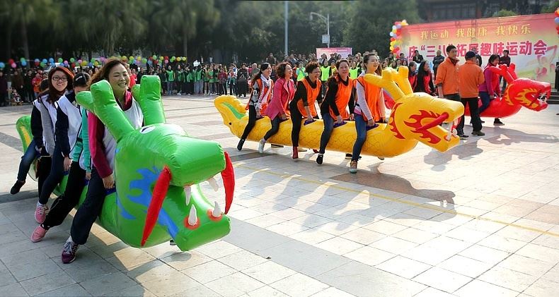 思迪萌端午节划龙舟旱地赛龙舟道具儿童拓展游戏亲子充气毛毛虫团建