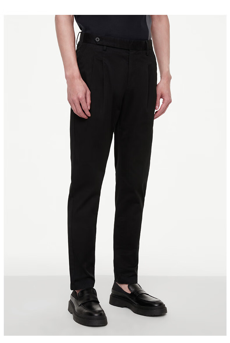 纯棉九牧王男装休闲裤男2021夏季新款修身显瘦长裤纯色微弹男裤工装裤