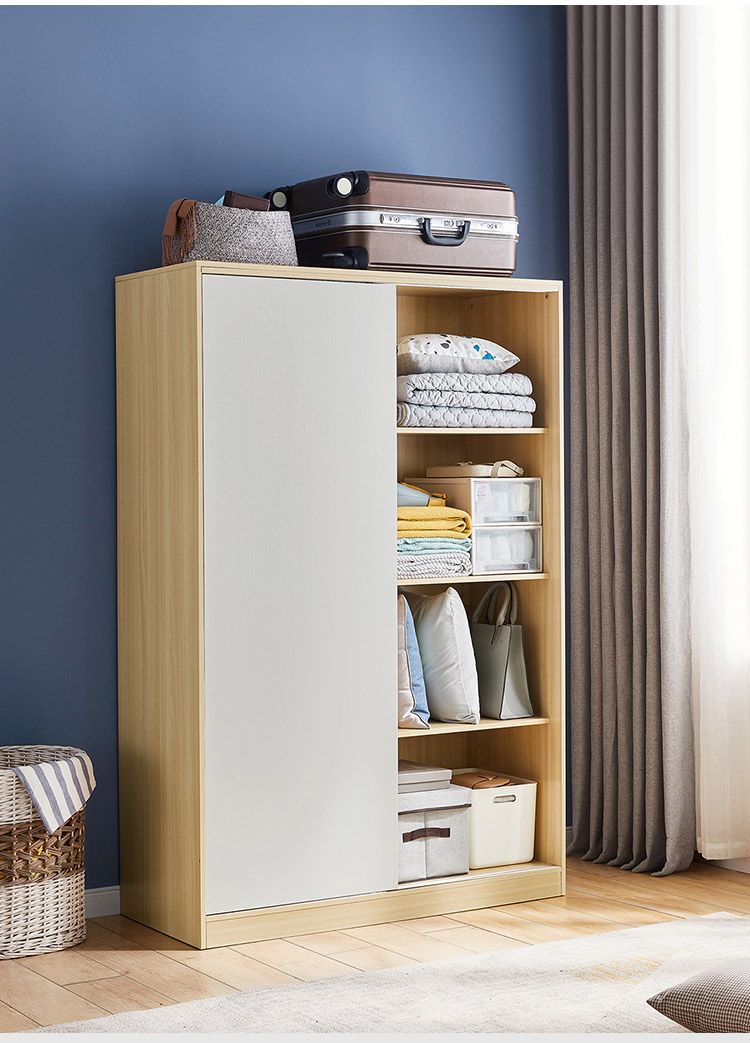 林氏木业现代简约原木色衣柜卧室储物北欧衣柜小户型ls214原木色a08米