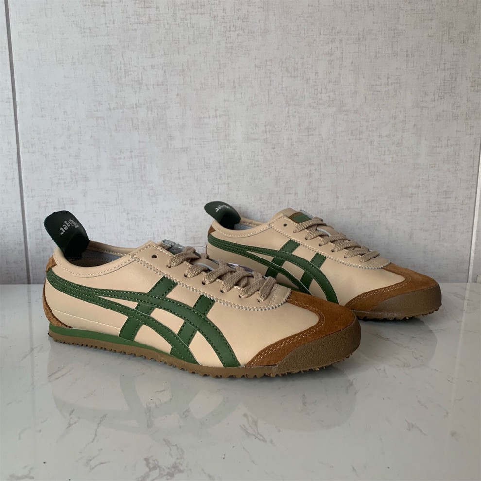 冬季tiger虎鞋男女阿甘鞋休闲情侣鞋运动鞋男款皮面系带低帮 黑金009