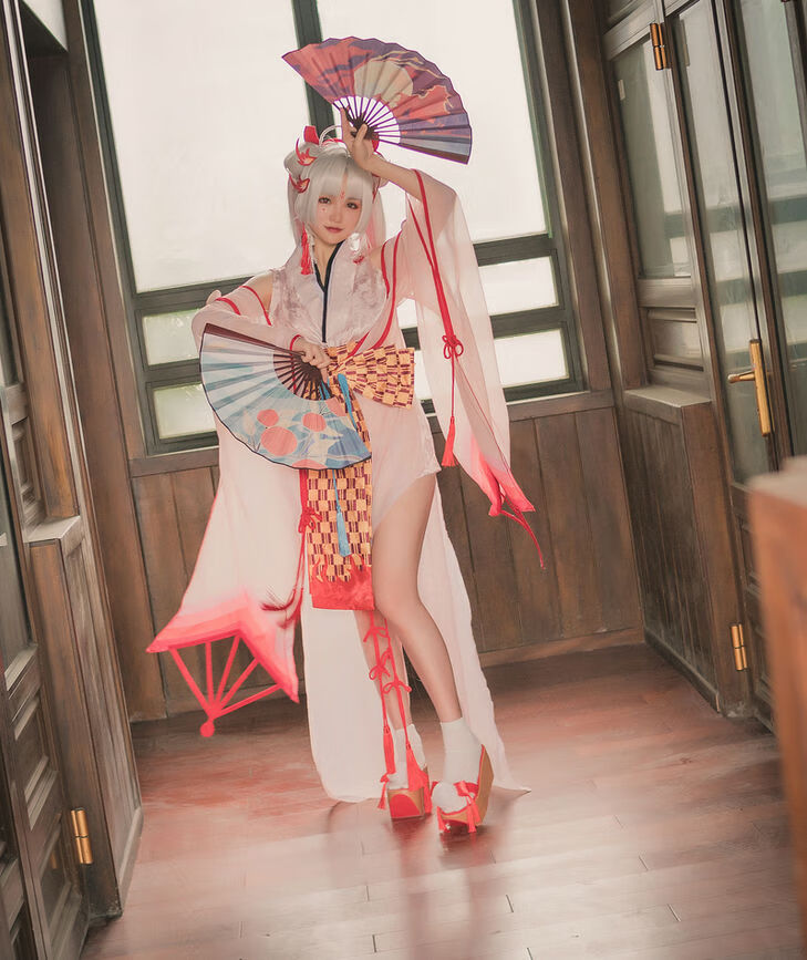 阴阳师cos服不知火阿离和服大正风cosplay服装女假发两把扇子原版木屐