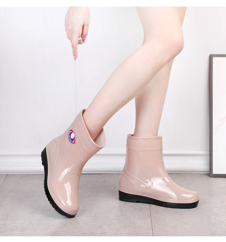 春秋女雨鞋时尚防滑水鞋厨房工作胶鞋雨鞋高20cm雨靴防水女鞋7981蓝不