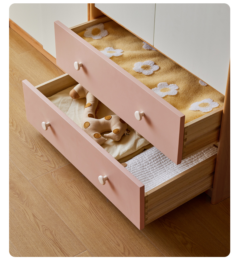 维莎儿童全实木儿童衣柜卧室家用欧洲榉木收纳柜现代简约原木宝宝衣橱