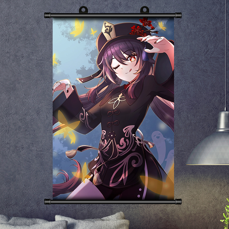 二次元挂画污 原神胡桃海报游戏动漫周边装饰卧寝室壁纸画可爱女定制