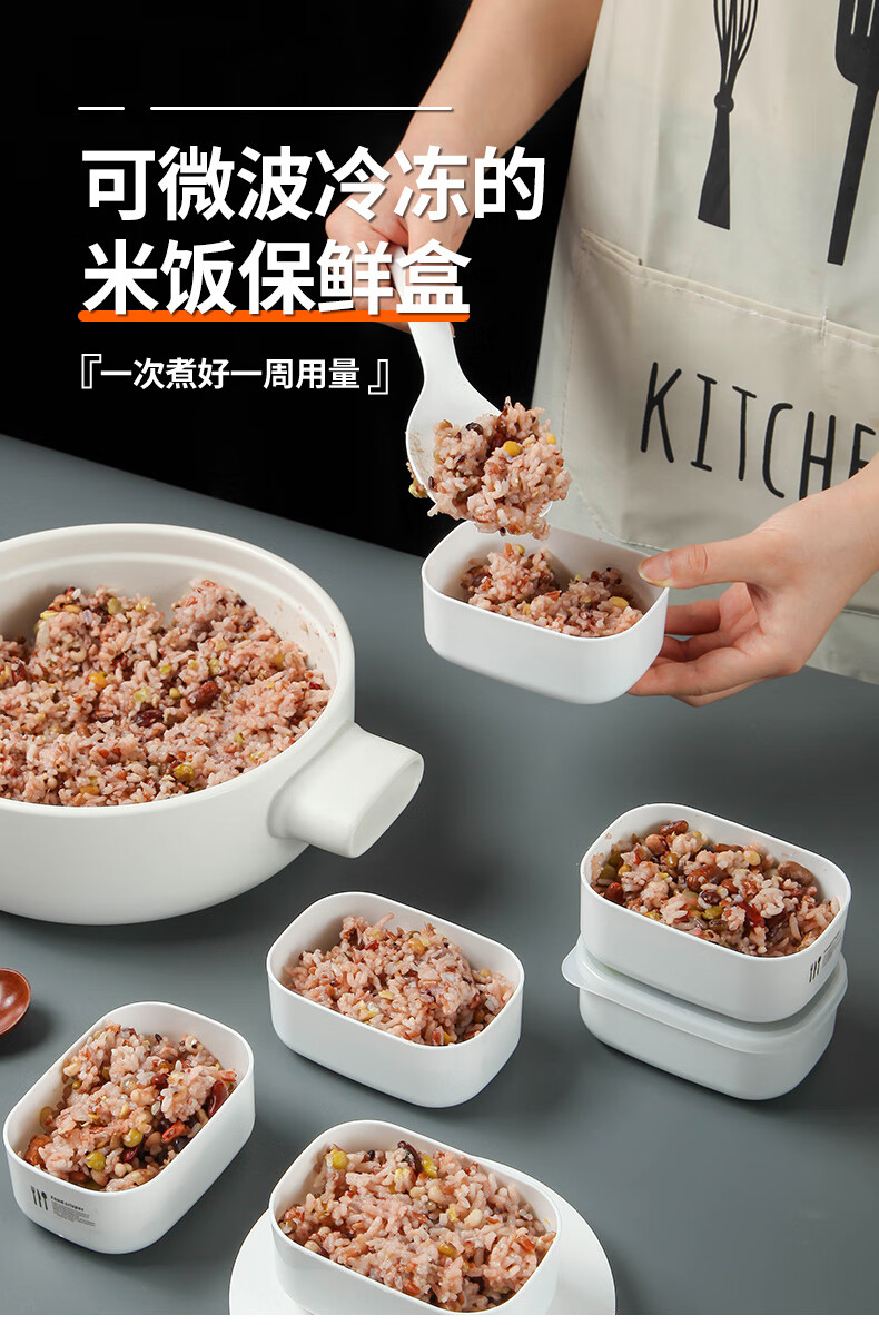 米饭分装盒定量小饭盒米饭收纳保鲜盒糙米杂粮饭分装盒子冰箱冷冻盒装