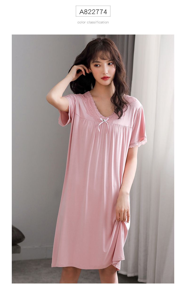 冰丝睡裙长款睡裙女士睡衣夏季夏天薄款短袖棉绸中年妈妈中长款冰丝凉