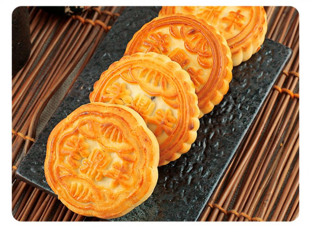 东北哈尔滨川酥五仁枣泥月饼中华传统糕点 翡翠白皮月饼500g 共五枚*1
