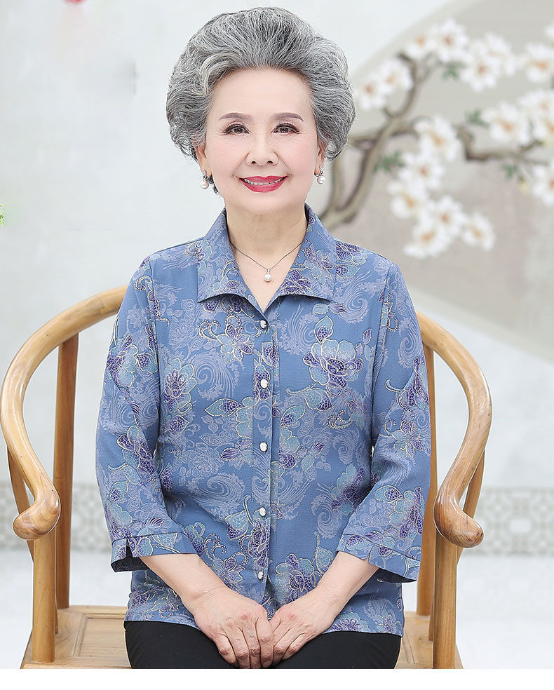 夏装女衬衫60岁70中老年女装妈妈装老太太上衣夏季老人衣服粉色b95l