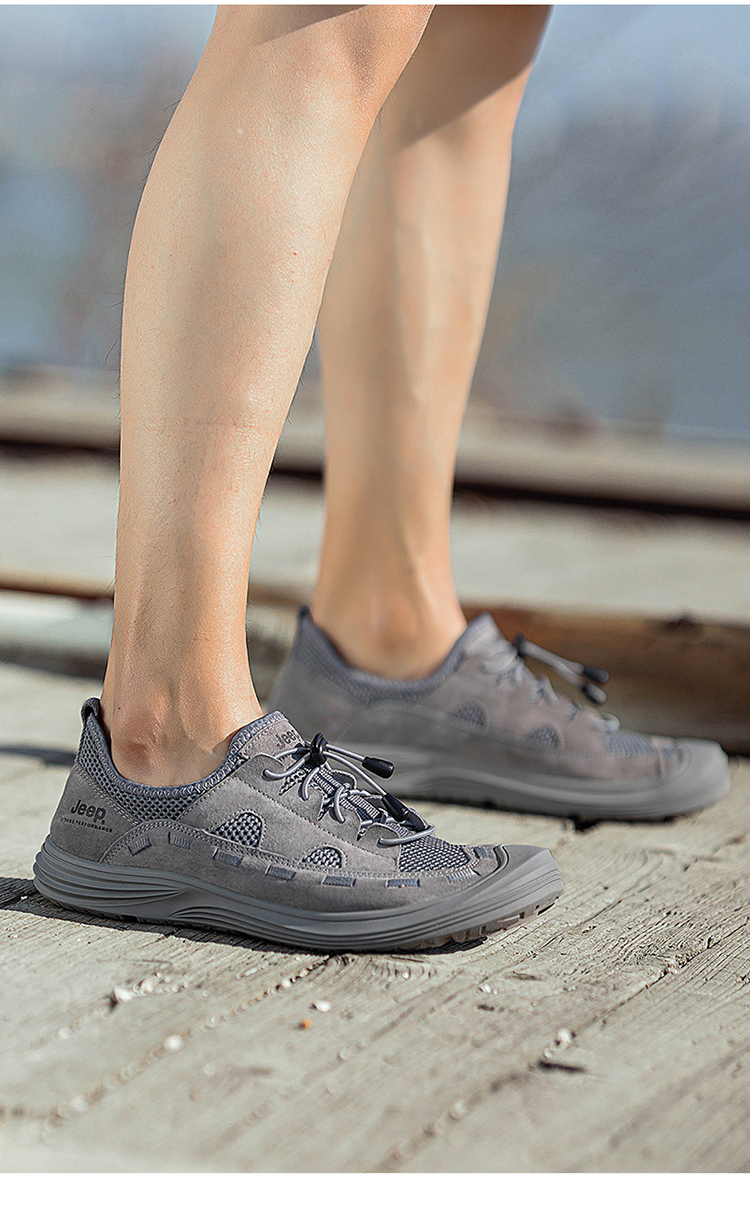 jeep新款运动沙滩鞋夏季两用男士休闲外穿开车包头凉鞋男灰色39