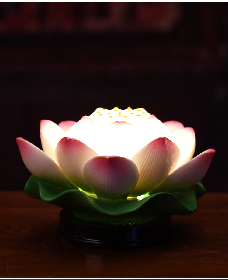 6015莲花灯充电 莲花灯佛供灯led灯长明灯插电陶瓷灯佛灯家用佛前