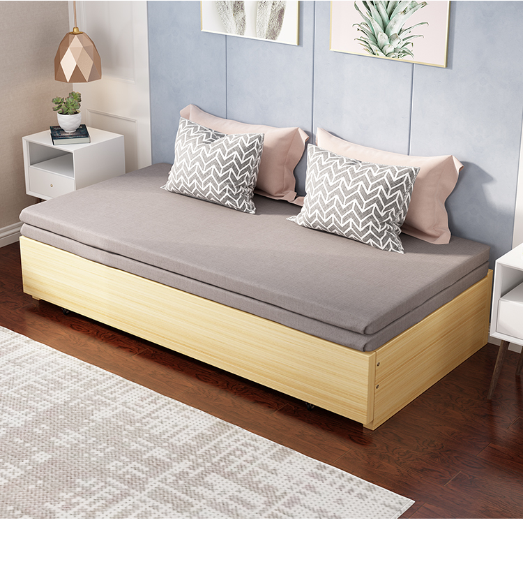 实木折叠床沙发床多功能小户型伸缩床抽拉床18双人单人推拉坐卧贵妃色