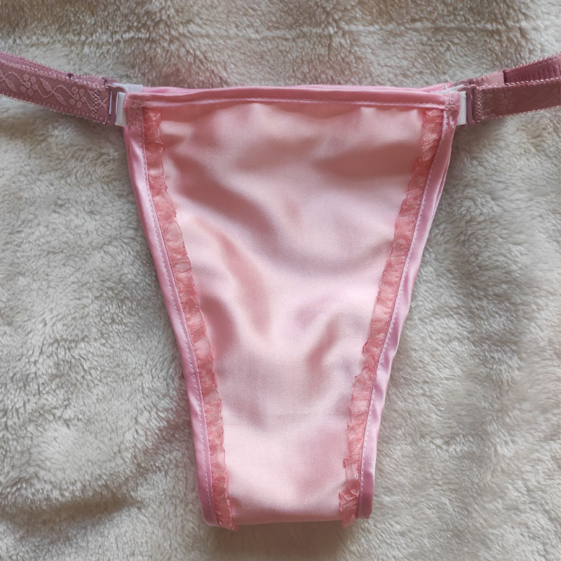 南极人t型裤女丁字裤性感士内裤真丝透气卫生带生理花色45长不带插槽