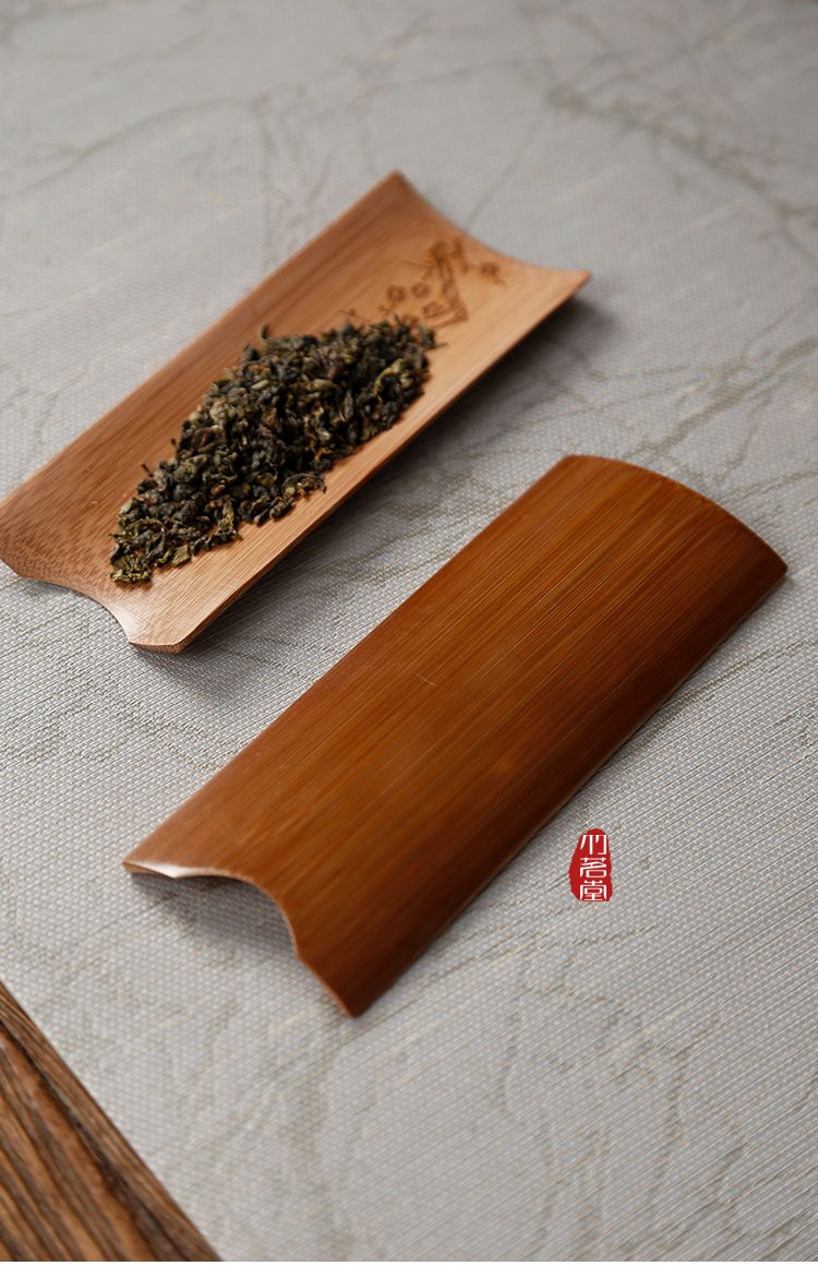 茶具配件竹制茶席垫茶巾托茶铲茶匙茶勺 简约竹雕茶则j5鲤鱼【图片