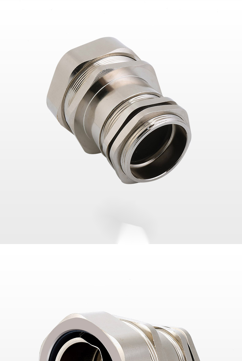 防水接头金属电缆软管锁紧外螺纹蛇皮管密封头铜镀镍格兰头m1270m40a