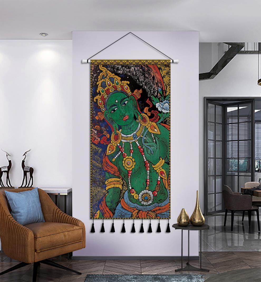 悠画民宿装饰挂毯少数民族藏族挂布客厅入户玄关藏式挂画布艺05宽40高