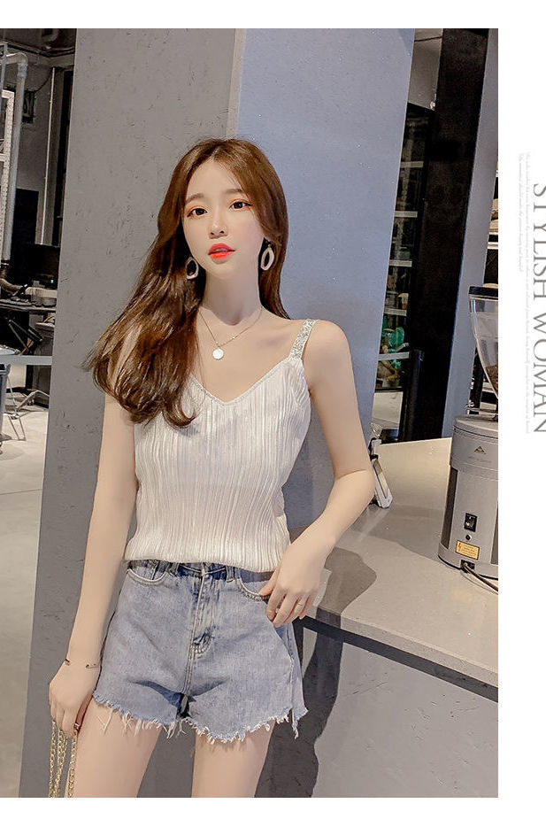 女夏外穿韩版网红ins潮流新款宽松无袖内搭打底上衣白色m建议90100