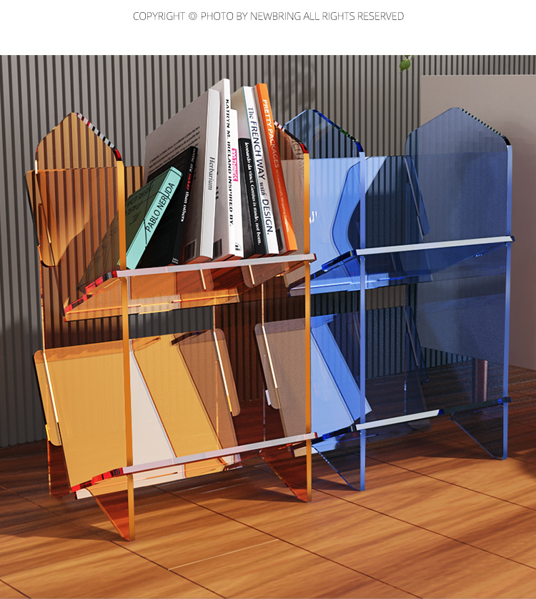 米诺蒂亚克力书架透明落地置物架客厅创意小书柜桌面现代简约收纳架