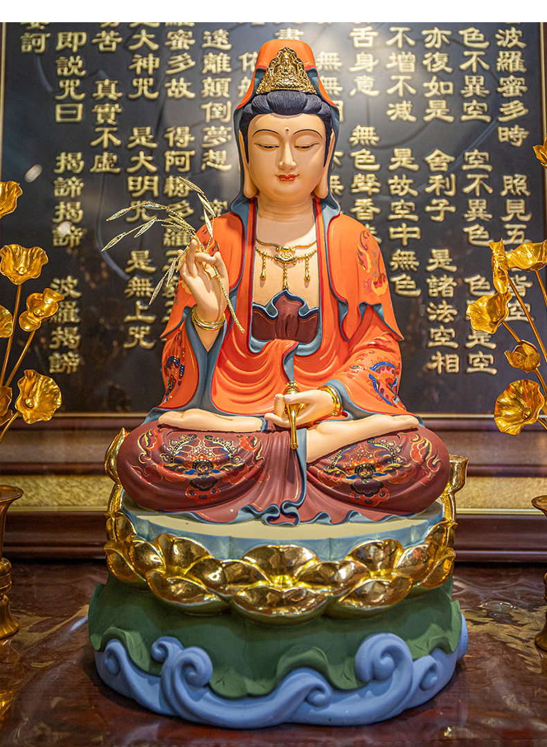 黄衣彩绘树脂观音 高约48cm【图片 价格 品牌 报价】-京东