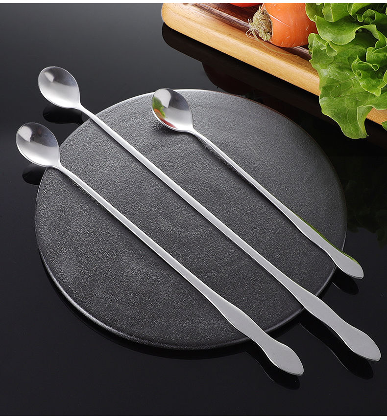 长柄勺子不锈钢调料勺加长把咖啡搅拌勺圆头小油勺餐馆厨师调味勺258