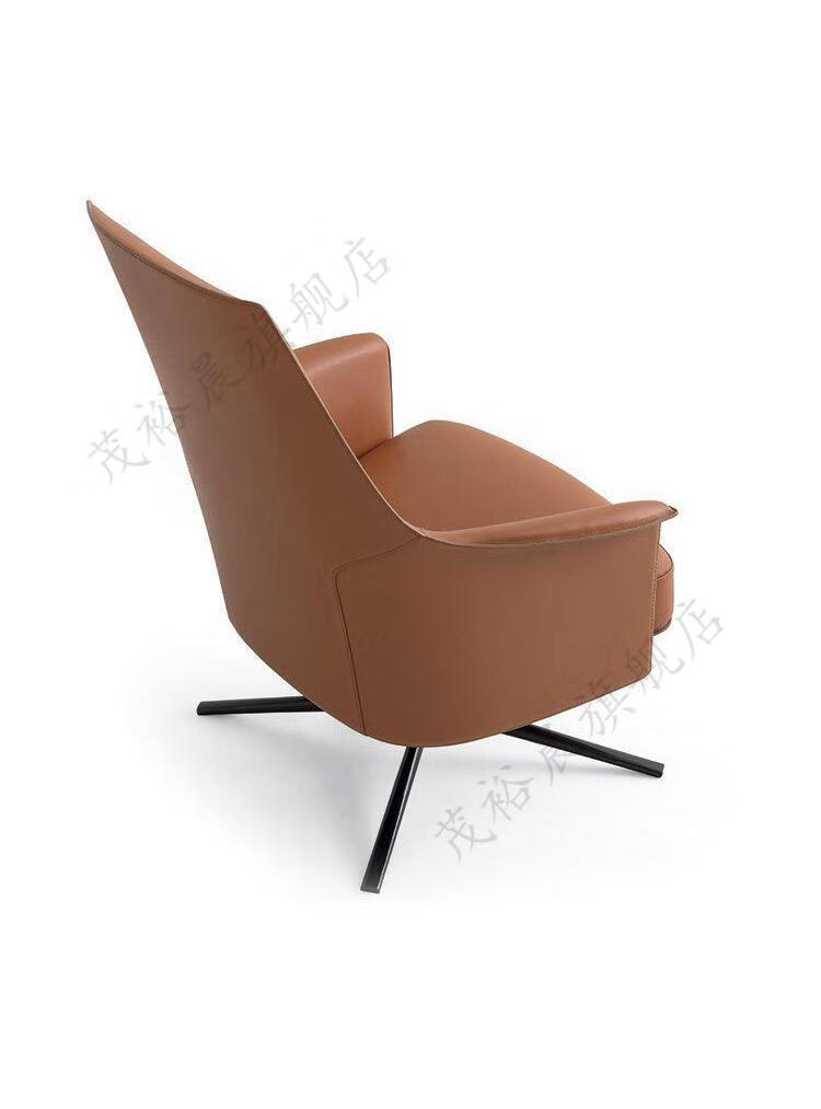 锦胜别墅定制意式极简设计师单人沙发椅皮质洽谈椅北欧客厅阳台休闲椅