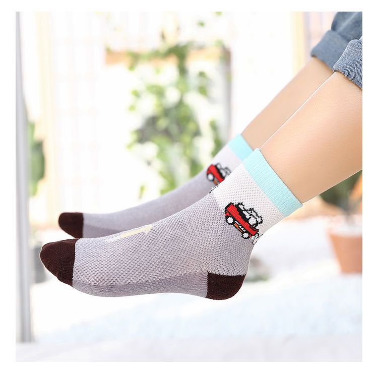 儿童夏天薄袜子夏季小学生袜子夏薄款男童网眼男孩中大童学生宝宝棉袜