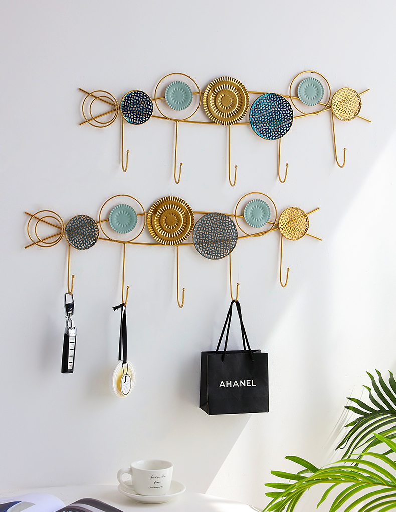 墙面装饰品铁艺挂钩试衣间挂衣架壁挂墙壁玄关进门口衣服挂钩创意圆形