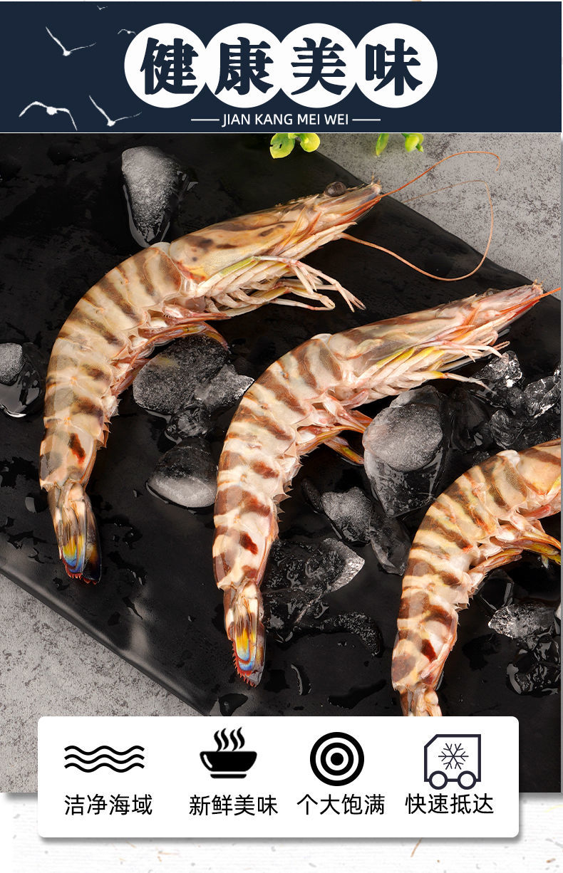 竹节虾 鲜活速冻九节虾斑节虾大虾海捕冷冻海虾佑达嘉怡 400g/盒