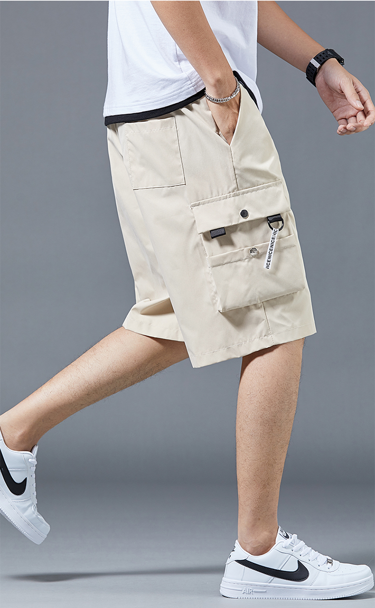 梵戴克工装短裤男夏季薄款透气运动宽松潮流五分裤休闲军绿色半截裤大