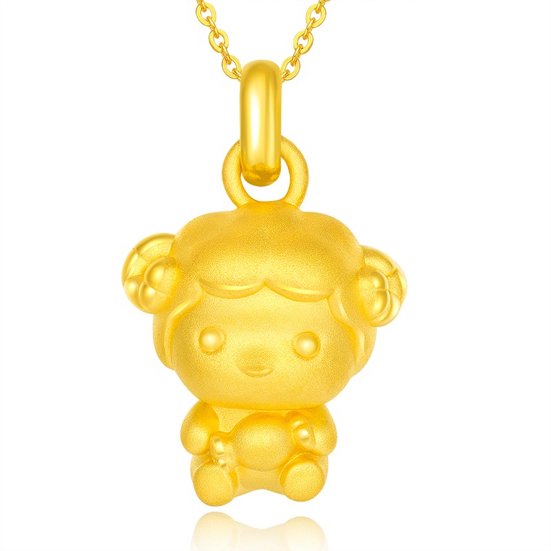 老凤凰黄金羊吊坠足金生肖羊小金羊项链挂坠女属相羊本命年金坠子3d硬