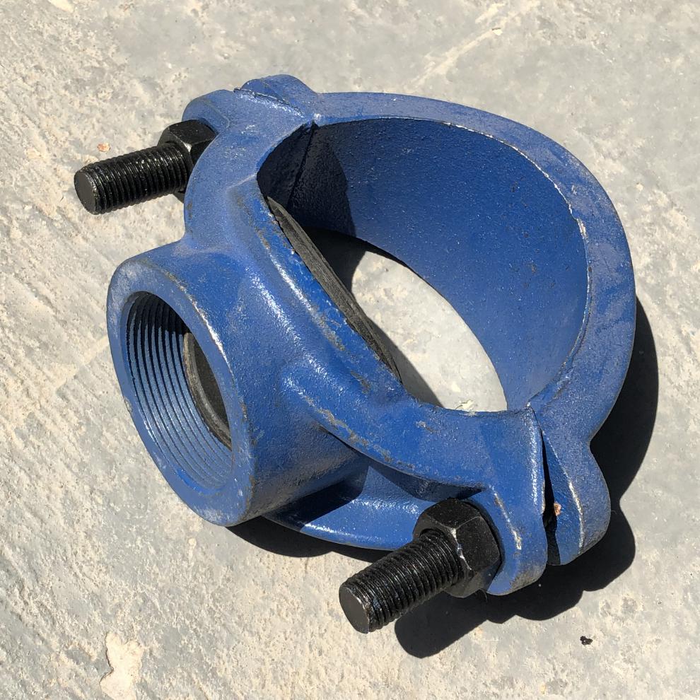 铸铁三通抱箍抢修哈夫钢板内丝口两合分水卡管道分流开孔卡箍1dn40050