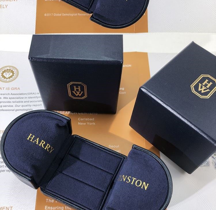 harrywinston钻戒对戒盒钻戒盒海瑞温斯顿首饰包装盒子f31单戒盒手提