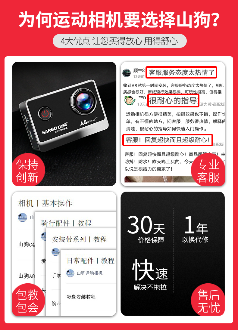 山狗a8同款 运动相机摩托车骑行记录仪高清4k防抖水下360全景头盔摄像