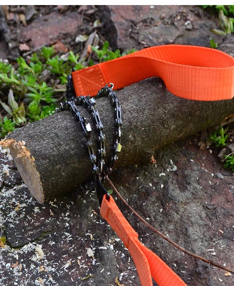 链条锯钢丝锯手拉锯子链条绳锯线野外生存工锰钢手工锯木伐木浅黄色