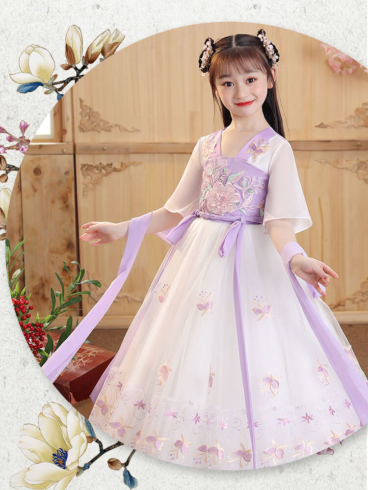 汉服女童10岁儿童汉服女童古装10岁超仙夏装襦裙小学生中国风春秋古风