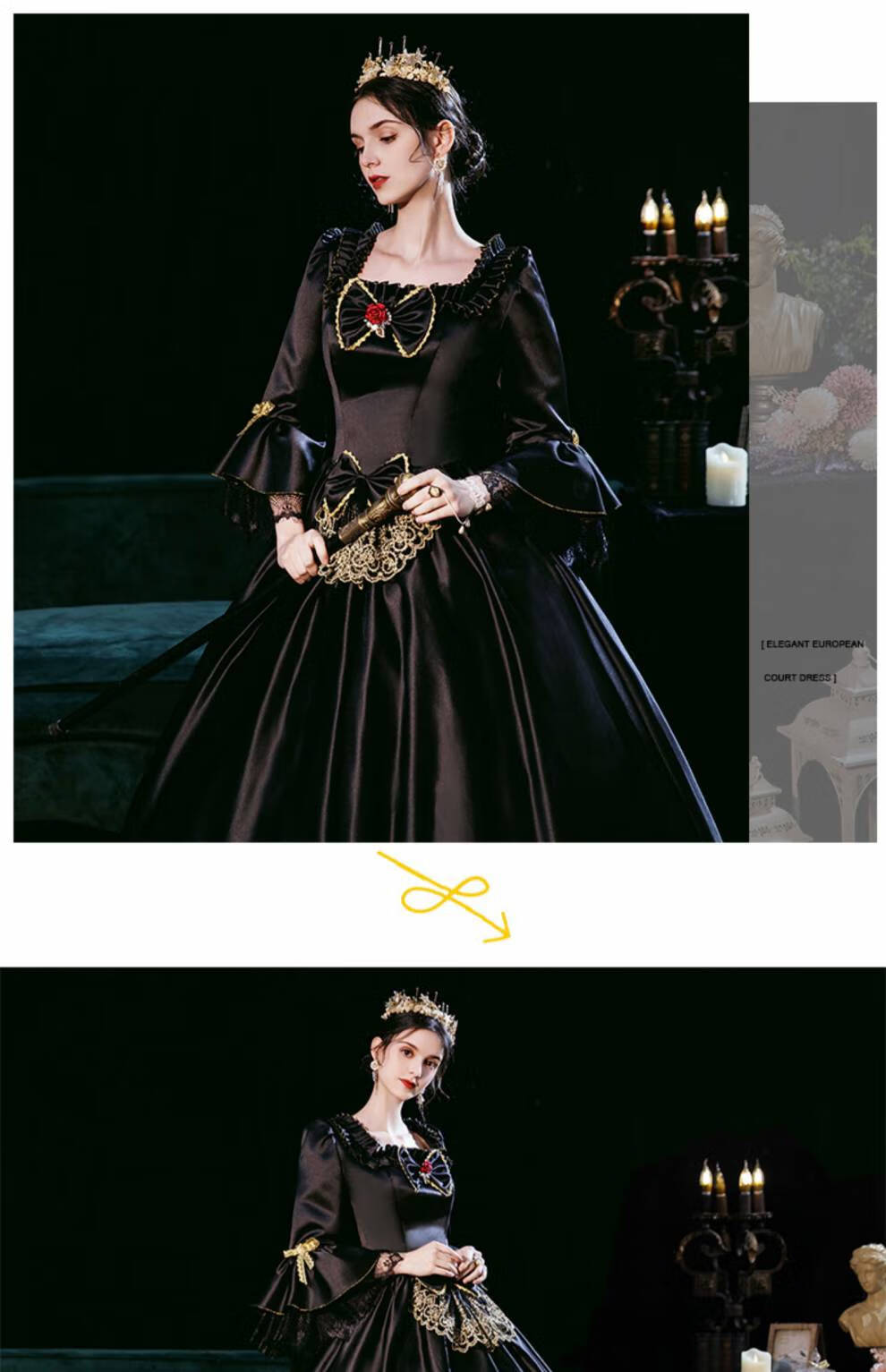 万圣节黑色气质女王话剧暗黑系演出影楼走秀舞会演出服年会礼服女