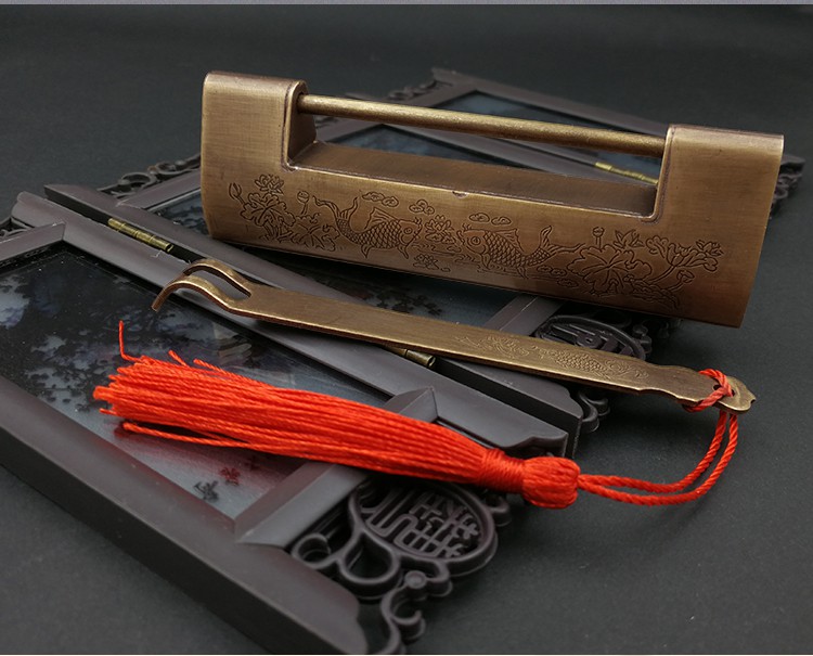 铜锁小锁迷你柜门锁小锁头一把钥匙开多把锁子中式仿古锁复古代锁