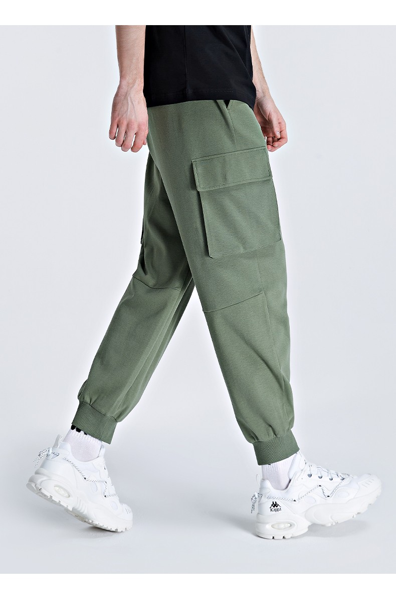 kappa卡帕运动裤2021新款男工装长裤休闲裤小脚卫裤鳄梨绿3607m