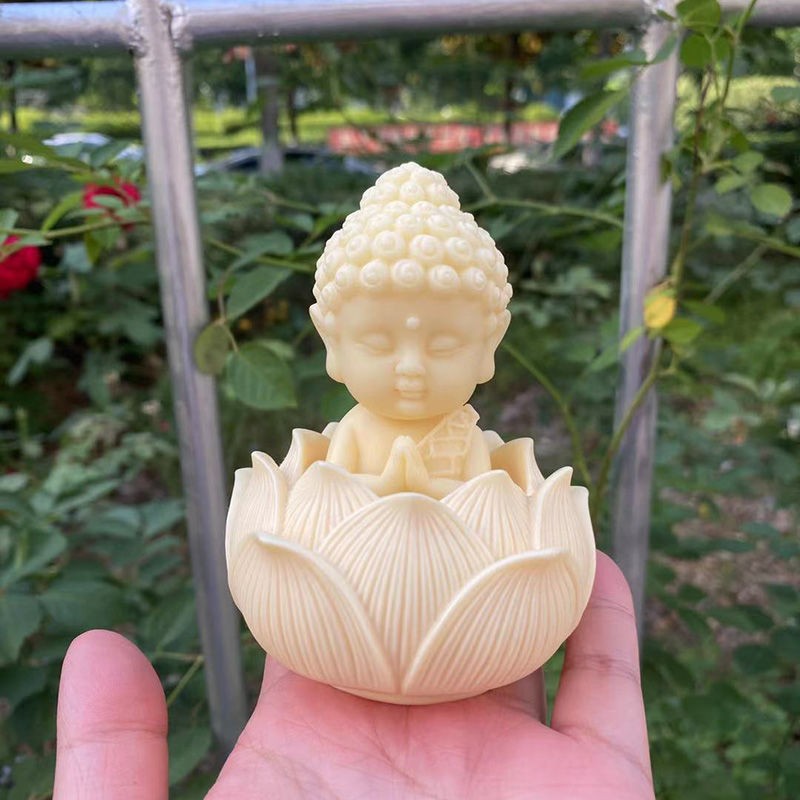 象牙果宝宝佛莲花底座释迦牟尼佛手把件佛像q版如来汽车家居摆件热爱