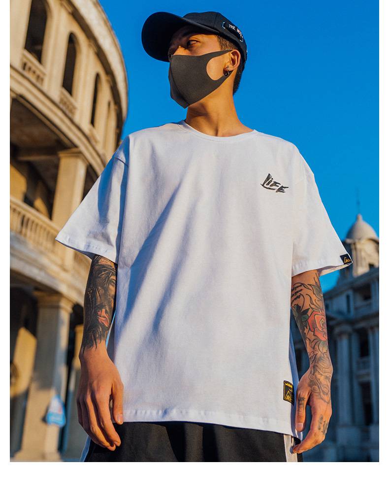 宽松潮牌嘻哈半袖韩版潮百搭五分袖半截袖中袖学生青夏季上衣男士男生