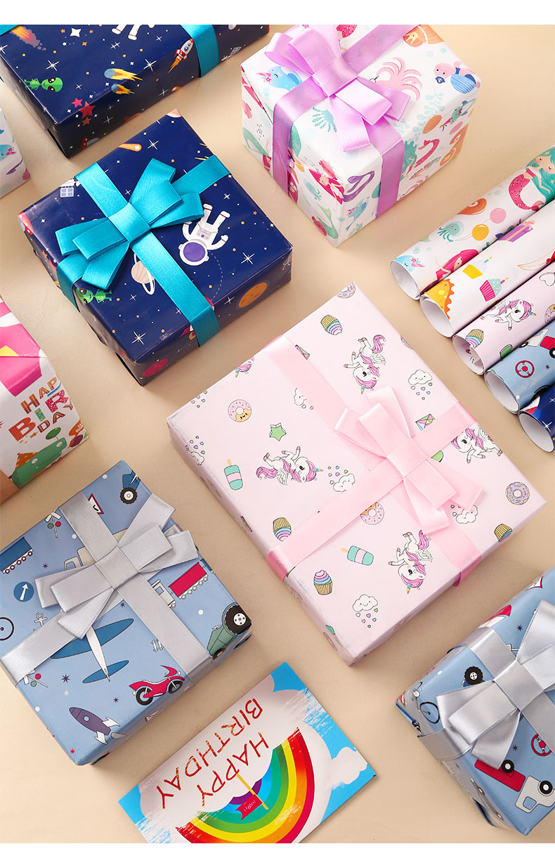 礼物包装纸大号卡通礼品礼盒包装纸幼儿园空投箱六一儿童节日彩纸花纸