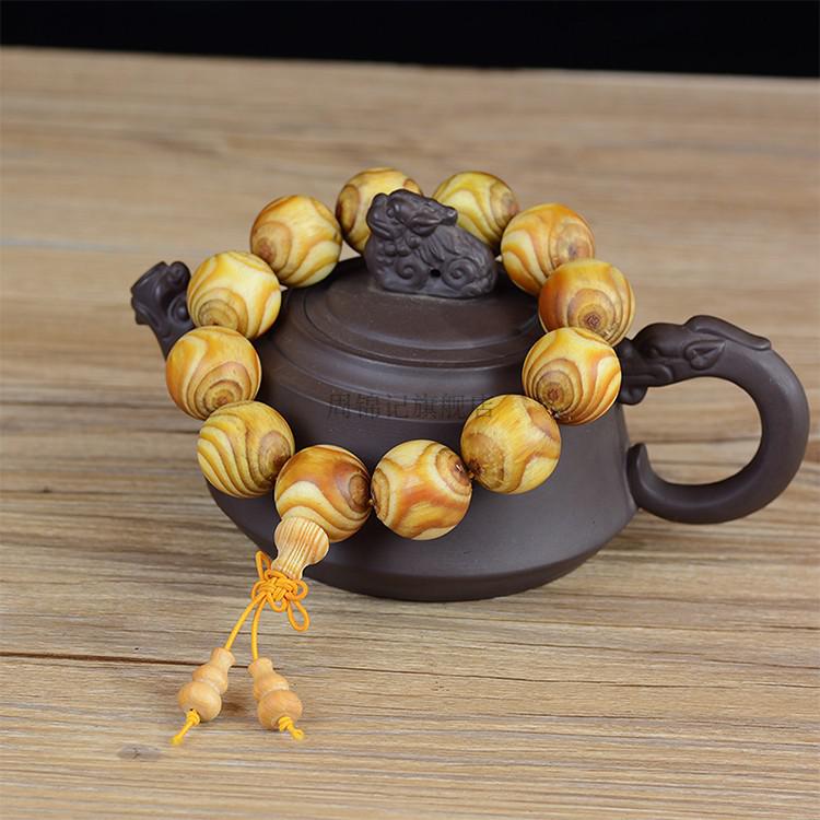 对眼鬼脸琥珀木手串男 20满油全透东北沉香明子佛珠手串 血龙木瘤疤