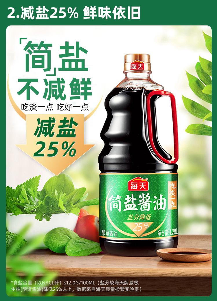 海天 酱油薄盐生抽减盐少盐低钠一级酿造1.