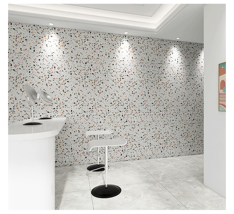 柒悦栖轻奢仿水磨石护墙板客厅沙发背景集成墙板店铺装修服装奶茶店