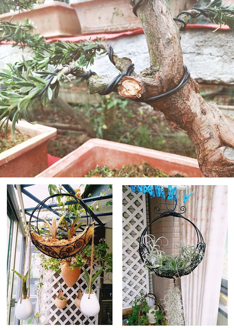 植物造型铁丝软铝线园艺花木定型攀扎罗汉松盆景树枝吕丝扎线 黑色