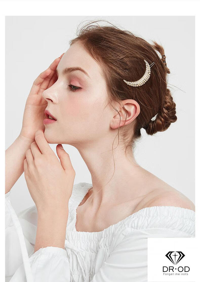 drod轻奢品牌月亮发夹女简约一字夹头饰发饰刘海后脑勺边夹侧夹少女顶