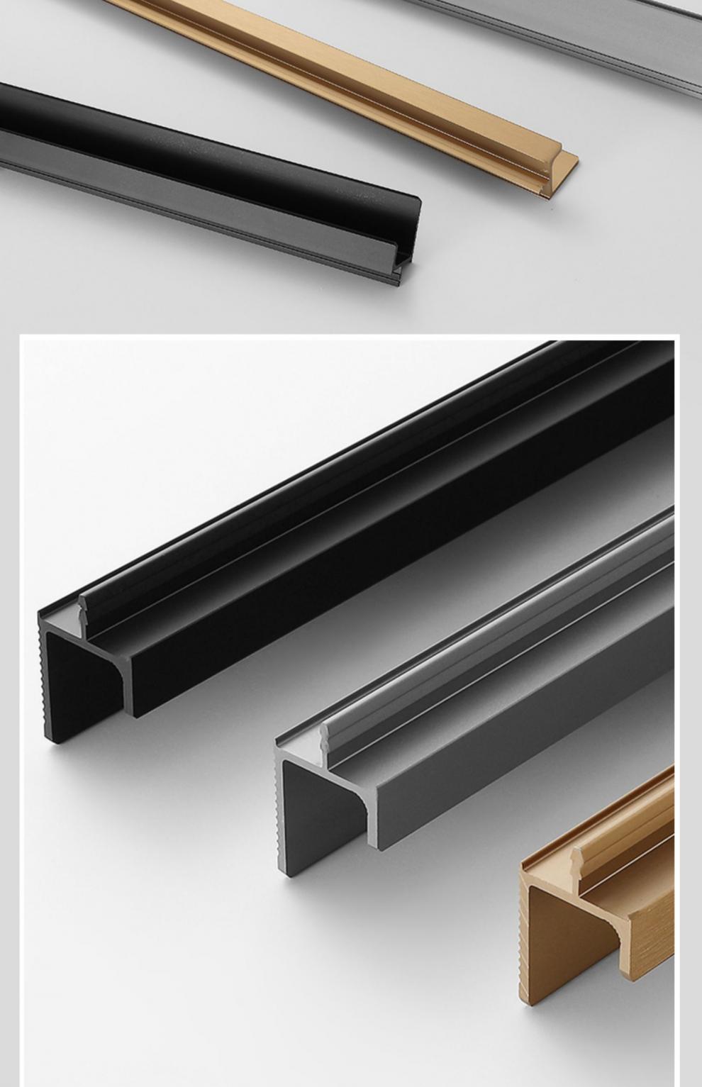 定制衣柜门加长闪电拉手嵌入式一门通顶内嵌式隐形拉手开槽门拉手 黑