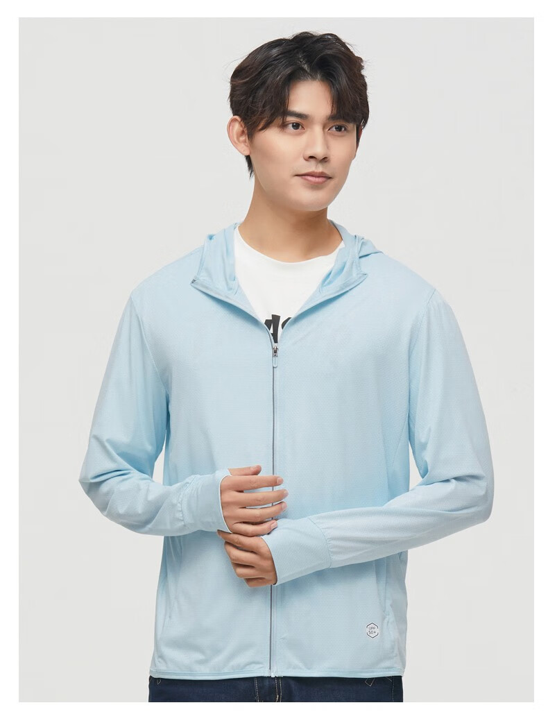 恒源祥长袖防晒衣男新款夏季遮阳皮肤衣轻薄透气外套中年男士连帽防晒