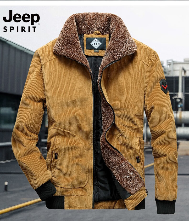 吉普jeep棉衣男短款加厚灯芯绒棉服男冬装外套百搭休闲男装冬季加绒
