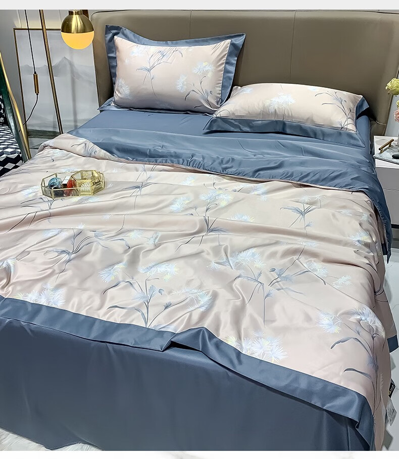 毕加索家纺夏季毕加索家纺夏季可水洗冰丝刺绣夏凉被四件套空调被真丝