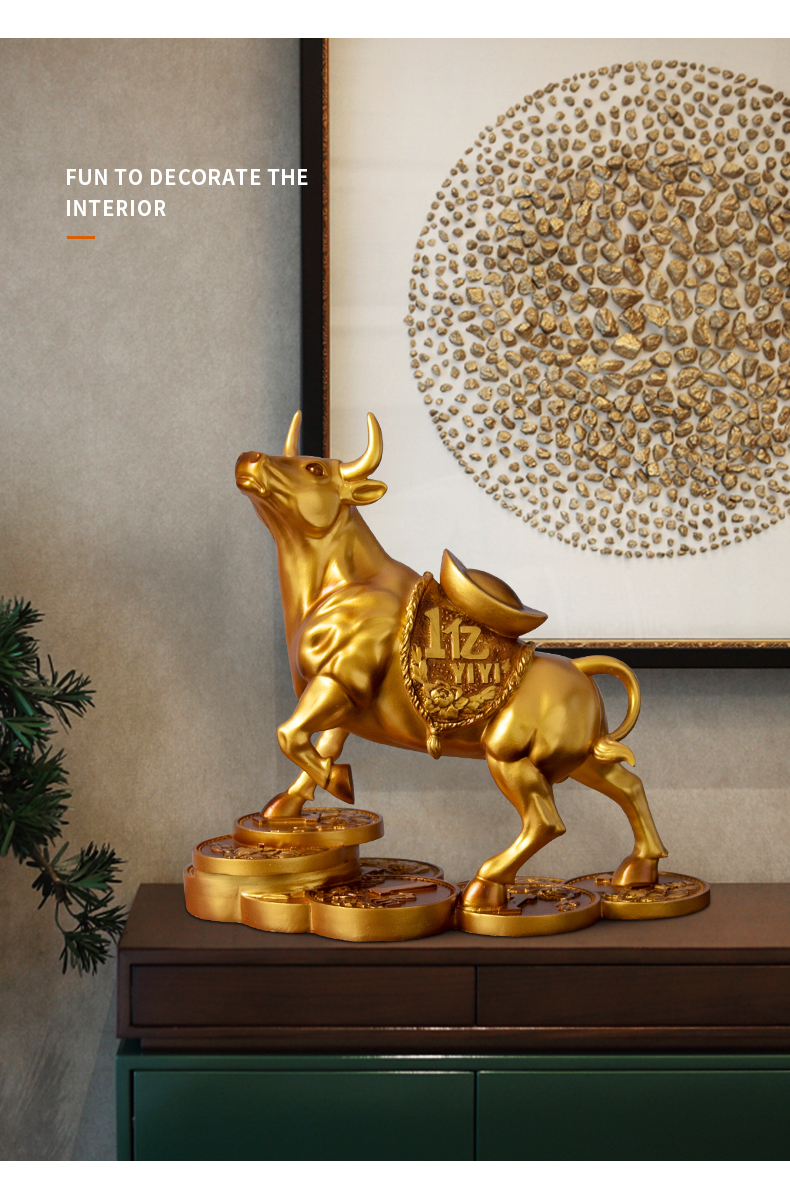 鹿凌青品牌轻奢牛转乾坤金钱牛摆件财富金牛华尔街生肖牛新年财运吉祥